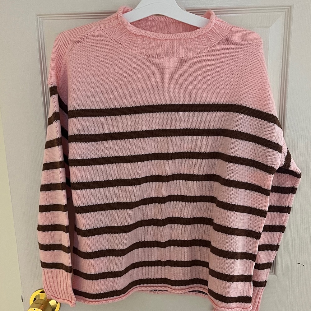 Pink and Brown Striped Sweater